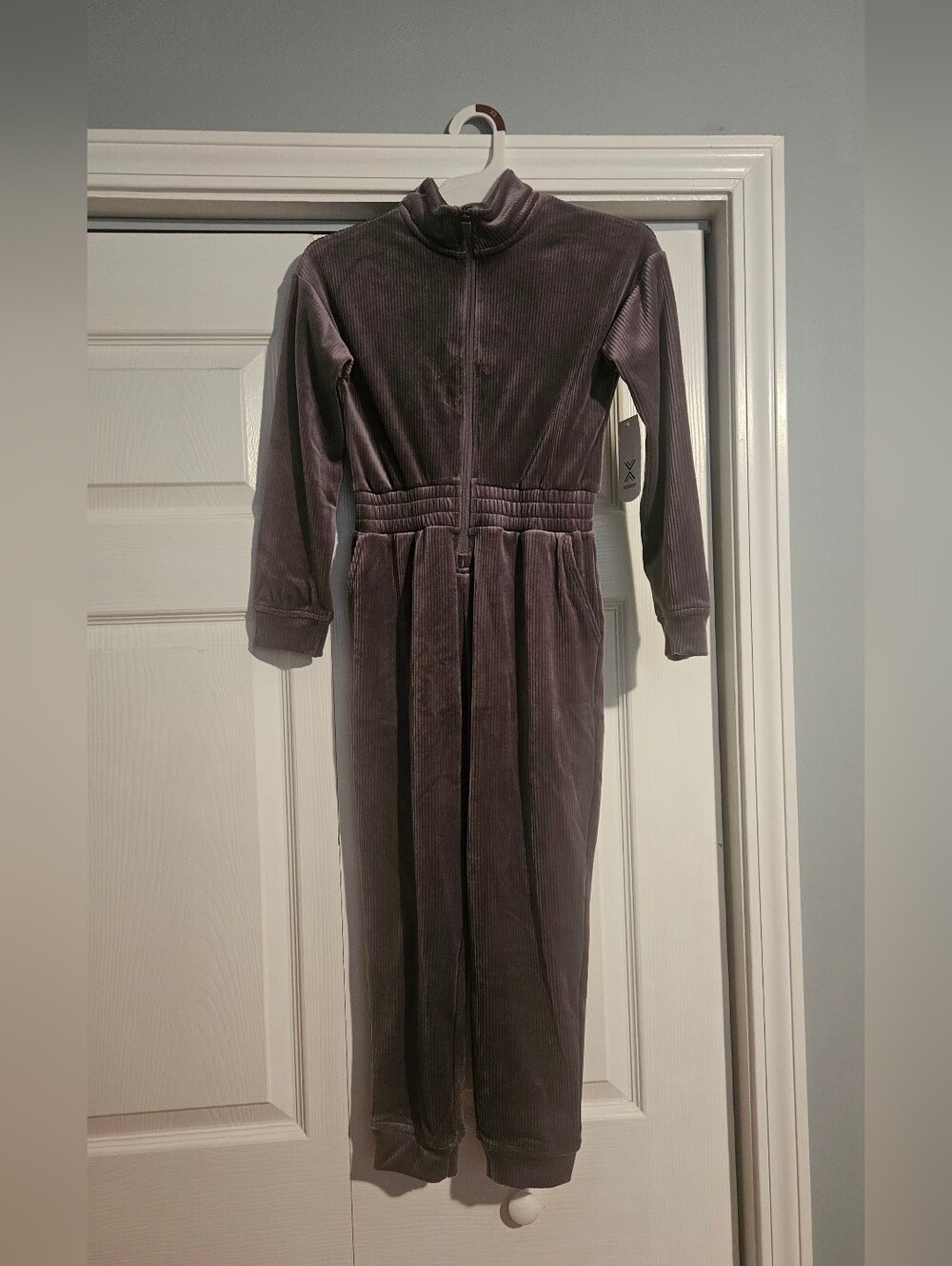 NWT Xersion Velour Front-Zip Jumpsuit in Vintage Violet Girls 6/6X